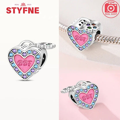 Silber S925 Schwestern Serie Rosa Herz Charme Für Immer Liebe Perlen Fit Original Armband Diy Edlen Schmuck Geschenke für Frauen