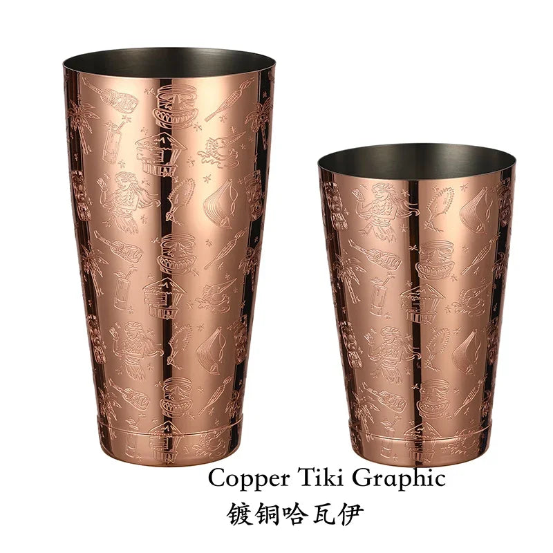 2-teiliges Boston Cocktail Shaker mit Ätzmuster, Bar-Cocktail-Shaker-Blech-Set – 800 ml und 500 ml