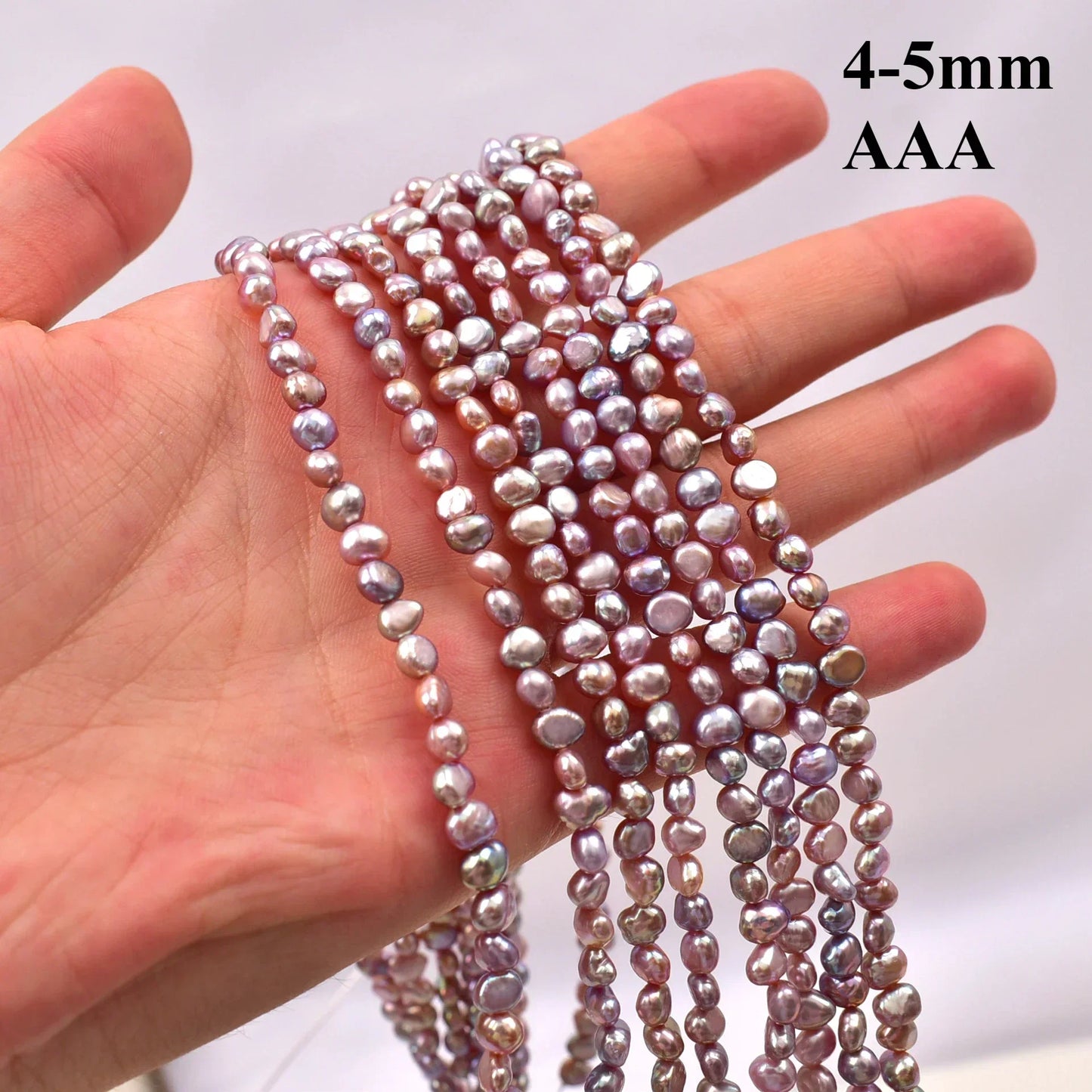 4–5 mm strahlender Spiegel-Finish-Edelstein, natürliches Süßwasser, AAA, unregelmäßige lila Perlen, Schmuck, MakeDIY-Halskette, Armband, Zubehör