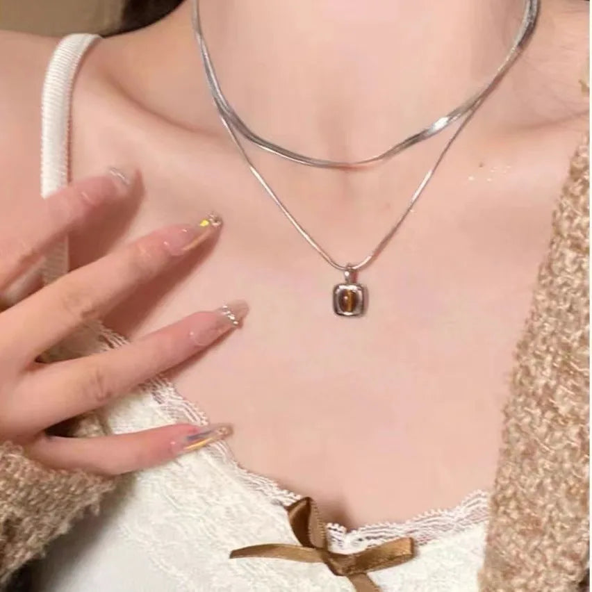 Mode Retro Perlen Schmetterling Metall Y2K Sun Star Opal Anhänger Kette Choker Halskette Für Frauen Böhmen Charme Schmuck Zubehör