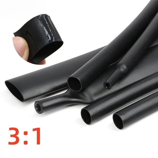 1 m wasserdichtes Schrumpfschlauch-Set mit Klebstoff – 1 m 3:1 Schrumpfschlauch mit doppelwandigem Kleber, Rohrdurchmesser 1,6–50 mm