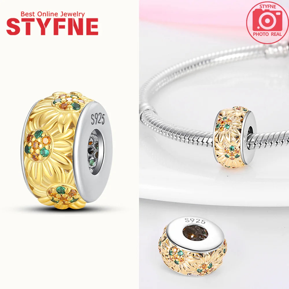 Neues 925er Silber, teilbarer Sonnen- und Mond-Charm, Satr-Herz-Perle, passend für Original-Armbänder für Frauen, edle Schmuckherstellung, Geschenk