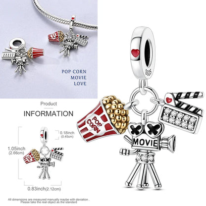 Charms aus 925er-Sterlingsilber, bunt, Sonnenblume, Hund, Jungen, Geschenkartikel, Schmetterling, Flugzeug, Erde, passend für Original-Anhänger, Schmuck, Make-up