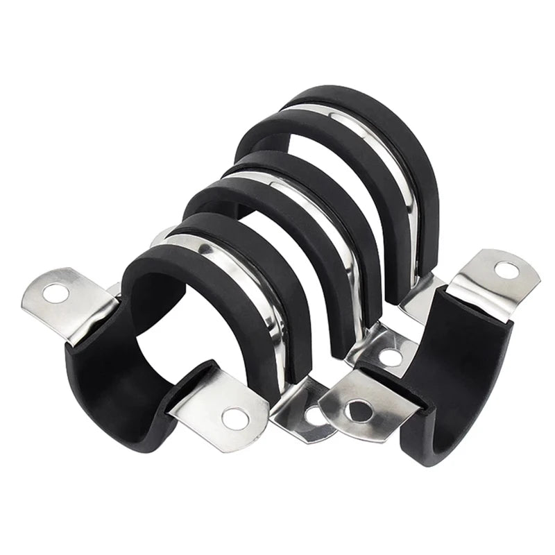 U-förmiger Gürtel aus Edelstahl 304, mit Gummistreifen, Reitclip, Stahlrohrclip, Klemme, Rohrclip, festes Kabel, Halsklemme, Verriegelung