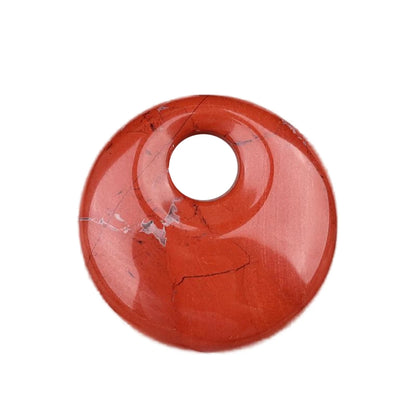 Natürliche 30 mm Donut-Edelstein-Charms für die Herstellung von Schmuck, 8 mm Loch, Polierkristall, runder Glücksmünzenschutz, Heilung