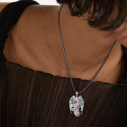 Eudora Drache Twining sechseckigen Rosenquarz prismatische Halskette Punk Heils tein Rosenquarz Anhänger Schmuck Geschenk für Mann Frauen