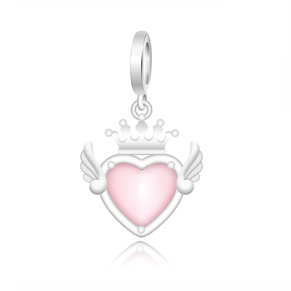 Heißer Verkauf 925er Sterlingsilber, rotes Herz und Pfeil, baumelnder Charm und blauer Murano-Glas-Delfine-Anhänger, passend für Armband, Modeschmuck