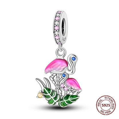 Gelber Sonnenblumen-Charm aus 925er Silber, Original-Zirkon, Kolibri, Einhorn-Charms, passend für Armbänder, DIY-Schmuck für Frauen, Hochzeitsgeschenk