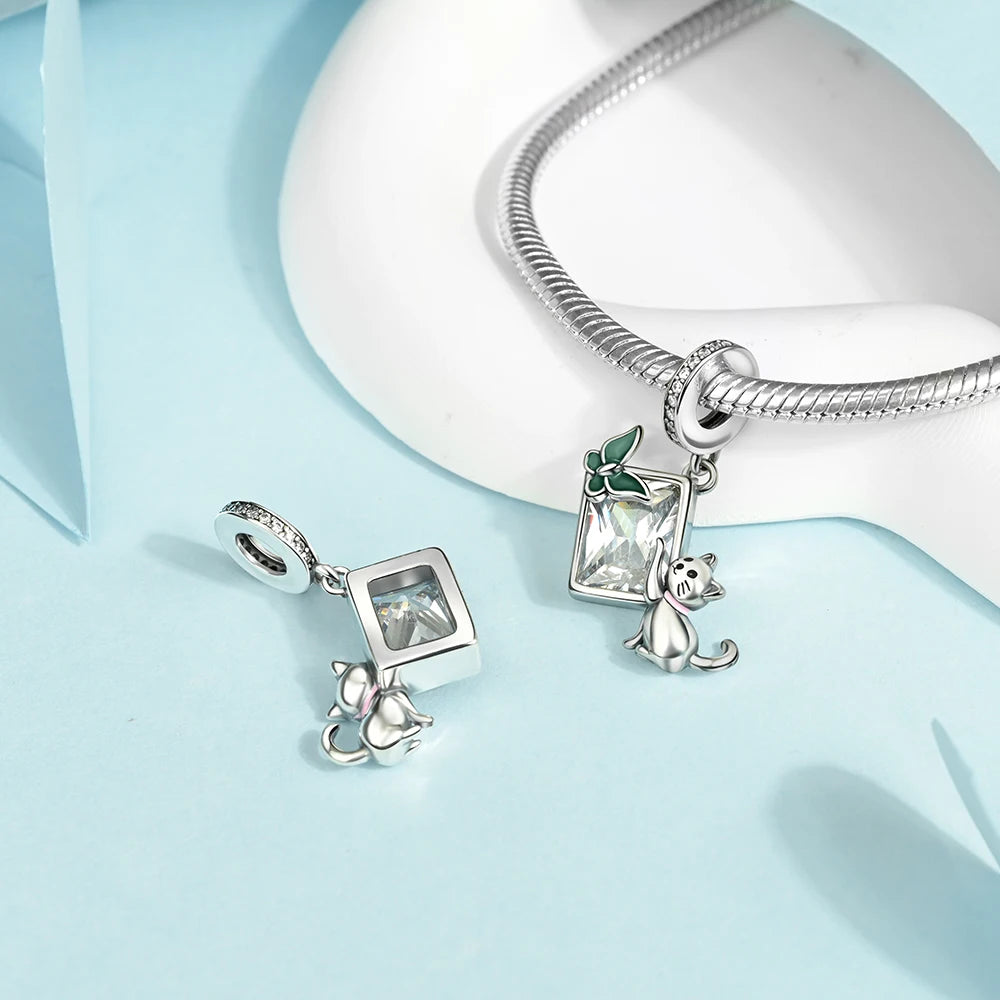 Animal Series Charms aus 925er-Sterlingsilber, Kaninchen, Katze, Pfau, Elefant, Türkei, Hund, passend für DIY-Armbänder, Halsketten, niedliche dekorative Geschenke