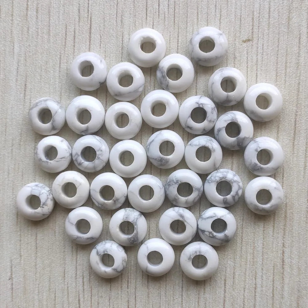 Mode gute Qualität Naturstein Mix runde Charms großes Loch Charms Perlen 10mm für Schmuckherstellung 50 Stück Großhandel kostenloser Versand