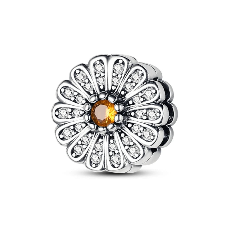 Blumen-Charms aus 925er Silber, Sonnenblumen-Tulpen-Anhänger, passend für Original-Pan-Armbänder zur Herstellung von Schmuck