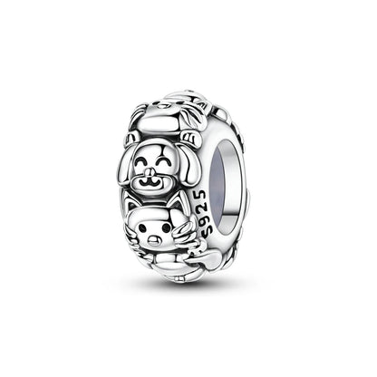 Lucky Clover Clip Charms 925 Sterling Silber Original Black Cat Stopper Clamp Silikon Spacer Charm für DIY Schmuck Armband