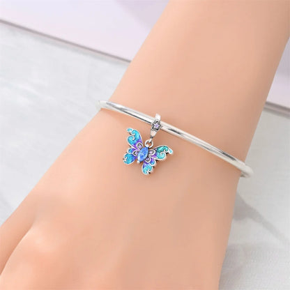 Heißer Verkauf, 925er-Sterlingsilber, Sterne und Mond, Perlen, Schmetterling und Engel, baumelnder Charm, passend für Armbänder, niedliche bunte Anhänger-Geschenke