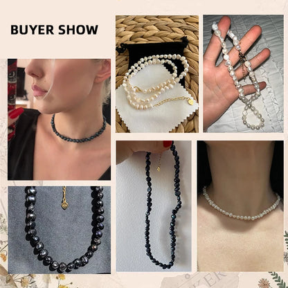 Echte natürliche barocke Süßwasserperlen-Halskette für Frauen und Mädchen, Geschenk, beliebte AA 5–6 mm, 8–9 mm Perlenschmuck-Halskette