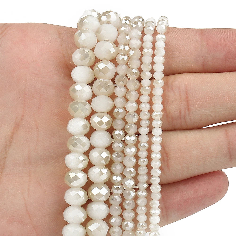 3/4/6/8mm Facettierte Jade Weiße Kristall Glas Perlen Vergoldet Flache Runde Lose Perlen für Schmuck Machen Diy Armband Ohrring