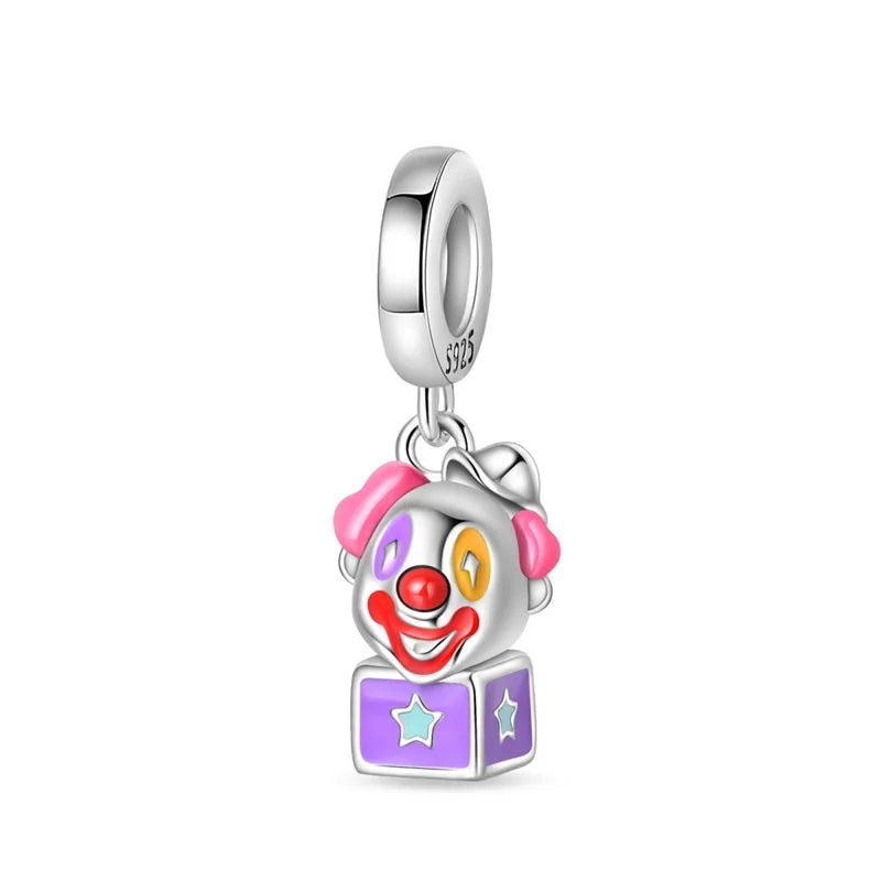Vergnügungspark-Charm aus 925er-Sterlingsilber, Riesenrad, Achterbahn, Zirkus, Clown, Karussell, passend für DIY-Armbänder, Halsketten, Souvenir