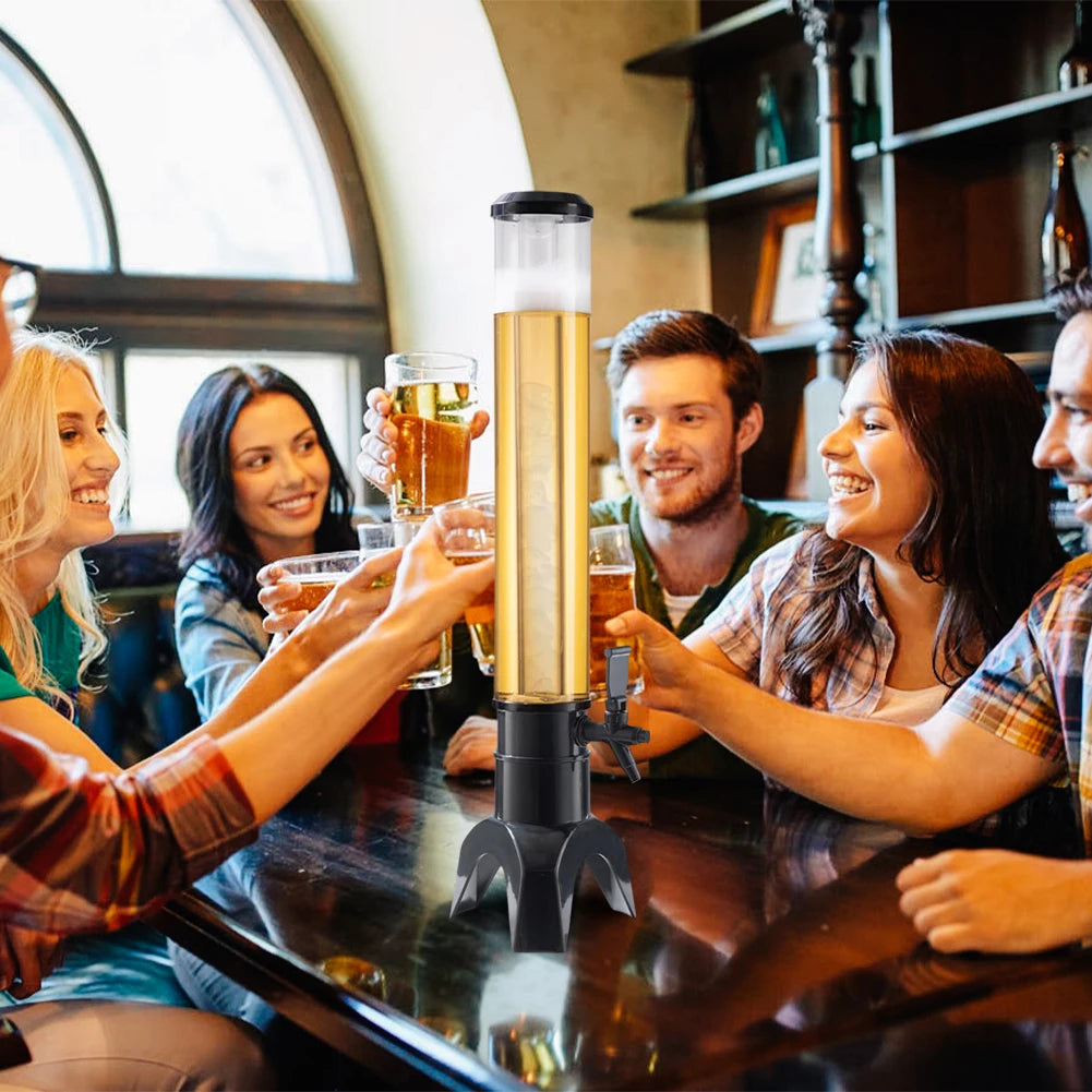 1,5/3/3,5L Bier-Tower Getränkespender mit LED-Farblichtern und Eisrohr Hält Getränke Eiskalt Klare Getränke
