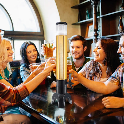 1,5/3/3,5L Bier-Tower Getränkespender mit LED-Farblichtern und Eisrohr Hält Getränke Eiskalt Klare Getränke