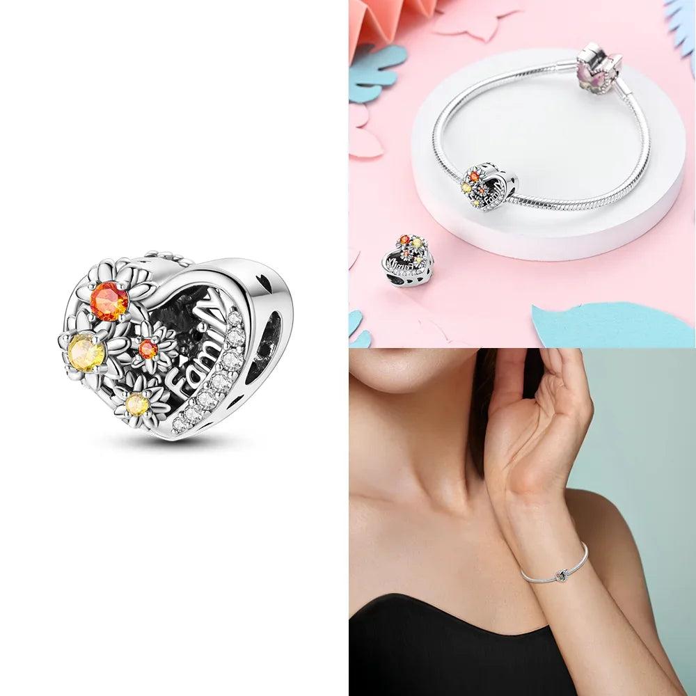 Neue Charms-Perle aus 925er-Sterlingsilber, rosa Schmetterling, leuchtende Glühwürmchen, baumelnd, passend für Armreifen, Halskette, DIY-Schmuck, Frauen-Geschenk