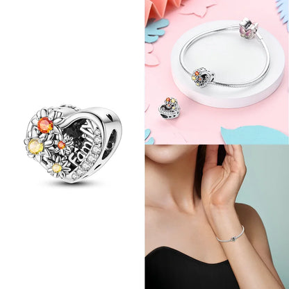 Neue Charms-Perle aus 925er-Sterlingsilber, rosa Schmetterling, leuchtende Glühwürmchen, baumelnd, passend für Armreifen, Halskette, DIY-Schmuck, Frauen-Geschenk