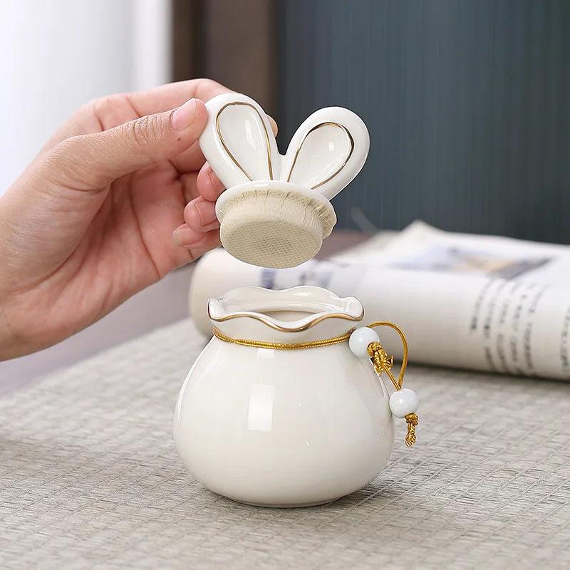 Rabbit Funeral Urn Ceramic Pet Ashes Cat Pet Urn Personalized Urn for Pets Animal Burial Urnas for Human Ashes Dog Memorial