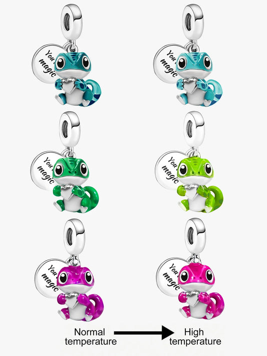Personalisierter süßer Chamäleon-Charm-Anhänger aus 925er-Sterlingsilber für Armbänder, DIY, hochwertiger, modischer, edler Schmuck für Damen