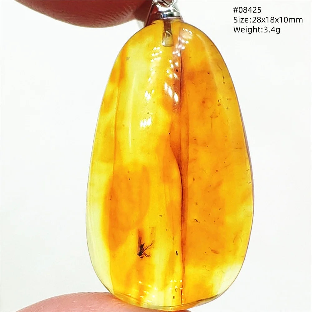 Natürlicher Piebald-Bernstein-Anhänger, gelber Bernstein, 36 x 23 x 14 mm, Edelstein-Anhänger, Halskette, Schmuck, AAAAA