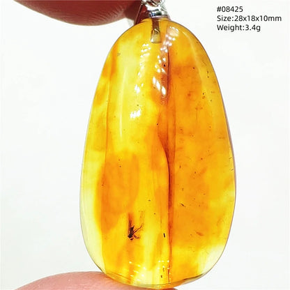 Natürlicher Piebald-Bernstein-Anhänger, gelber Bernstein, 36 x 23 x 14 mm, Edelstein-Anhänger, Halskette, Schmuck, AAAAA