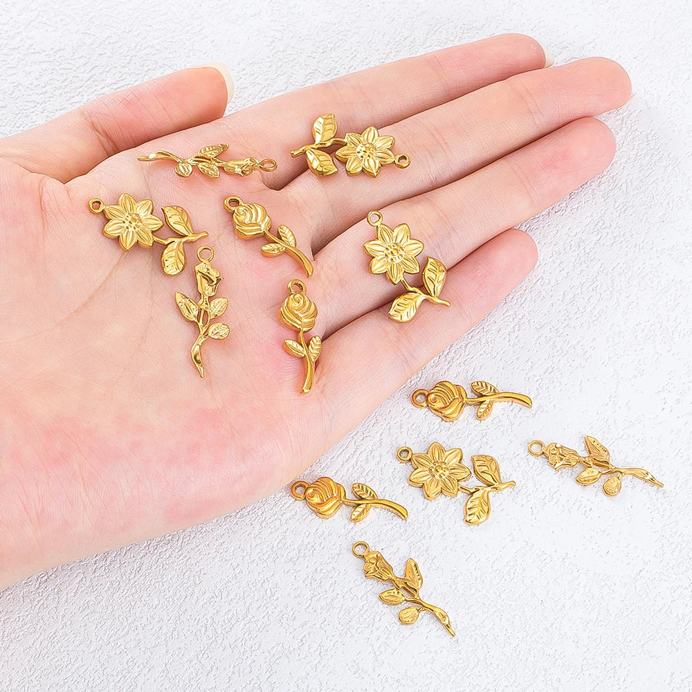 2 Stück 5 Stück Edelstahl Blume Schmetterling Liebe Herz Schleife Anhänger für DIY Halskette Ohrring Geschenk Schmuckherstellung Zubehör