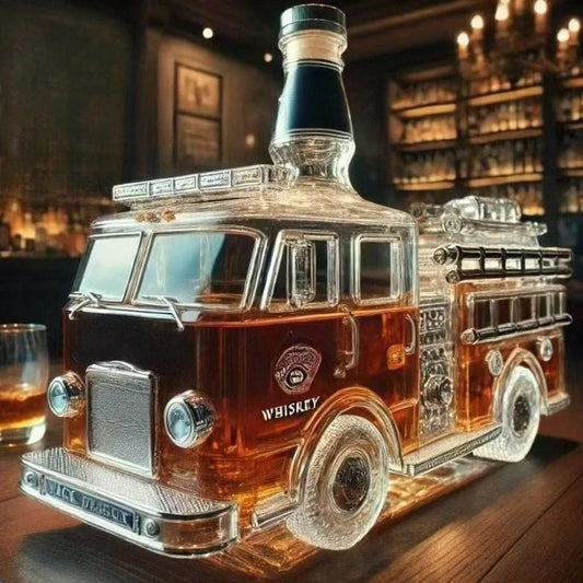 Whiskey-Flasche, Feuerwehrauto, 10 Unzen, Neuheit, Glas-Dekanter, Automobil-Schnapsspender, Weingut, einzigartiges Geschenk für Zuhause, Bar, Büro, Dekoration