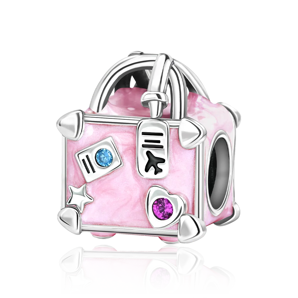 Reisepass-Charms aus 925er-Sterlingsilber, passend für Original-Armbänder, DIY-Flugzeug-Erde-Perlen für die Schmuckherstellung als Geschenk