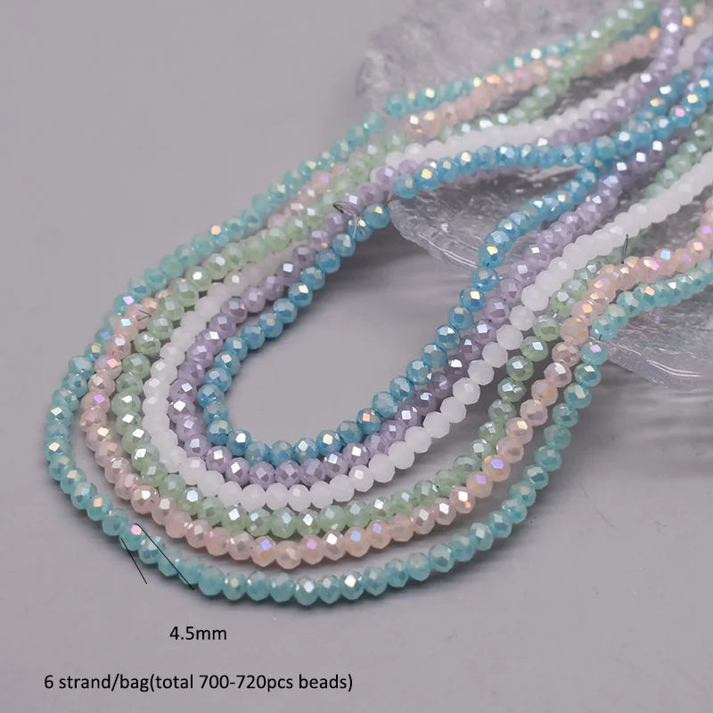4 mm Farbschema, 6 Stränge/Beutel, Rondelle-Kristallglasperlen, facettierte lose Distanzperlen für Schmuckherstellung, Schmuck, DIY-Halskette