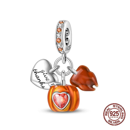 Herbst Neue 925 Sterling Silber Braun Maple Leaf Kürbis Biene Charms Bead Fit 3mm 925 Original Armbänder DIY schmuck Warmes Geschenk