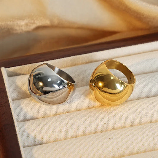 Mode Frauen Edelstahl Ring Oval Weibliche Luxus Ring Punk Zubehör Ästhetik Schmuck Party Geschenk Großhandel