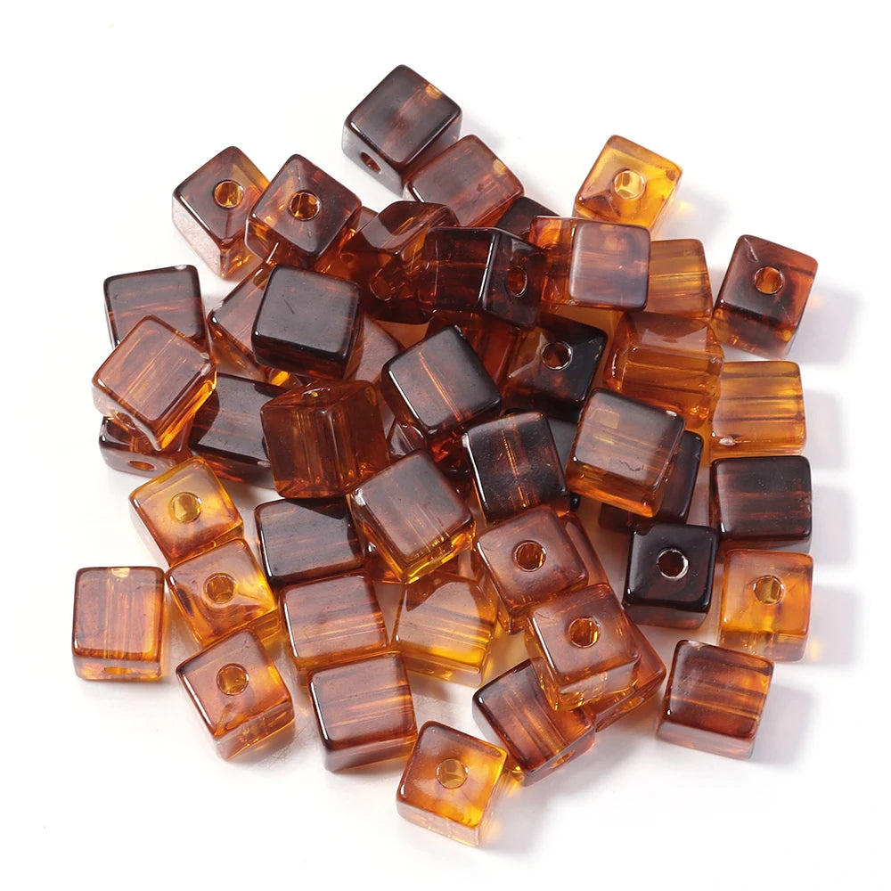 10–100 Stück bernsteinfarbene Acrylperlen, ovale, quadratische, herzförmige, röhrenförmige, kürbisförmige, lose Perlen für die Schmuckherstellung, DIY-Armbänder, Halsketten