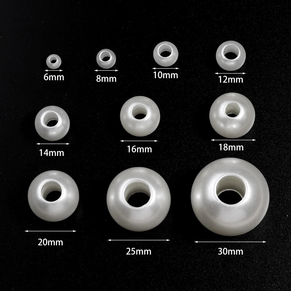 ABS Imitation Perle Perlen Lose Große Loch Runde Perlen Acryl Spacer Perlen Für Handgemachte Armband, Die DIY Schmuck Zubehör