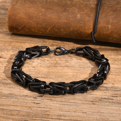 Klobige byzantinische Kettenarmbänder für Männer und Jungen, V-förmiges Edelstahl-Kettenglied-Armband, Vintage-Schmuck, Accessoires, Herrengeschenke