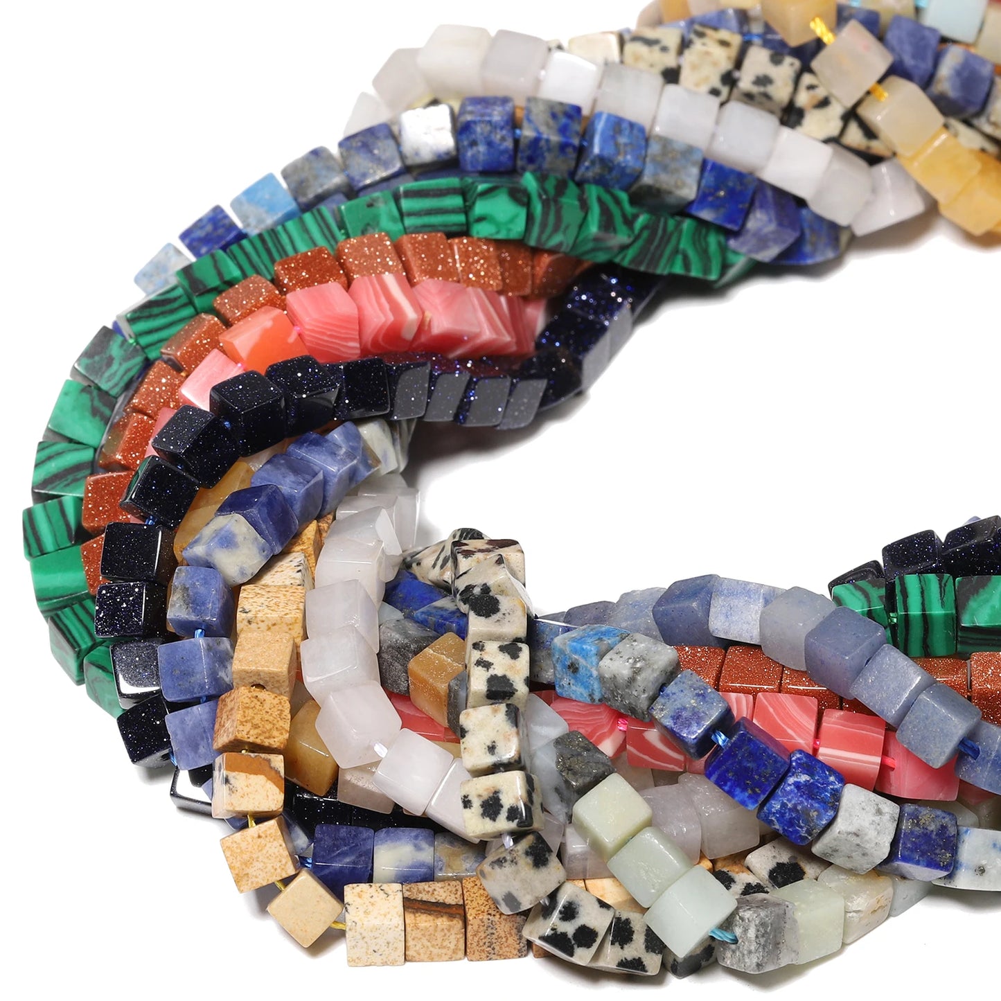 4 mm quadratische Würfelform-Perlen, natürlicher Lapislazuli, Amazonit, lila Achat-Steinperlen für Schmuckherstellung, DIY-Armband-Zubehör