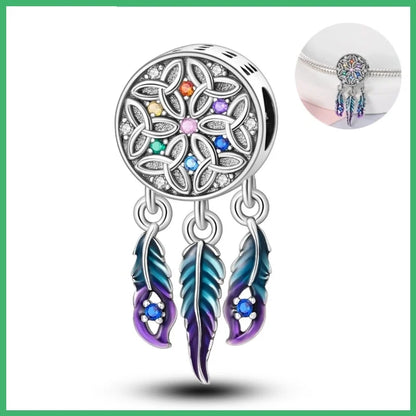 925 Sterling Silber Traumfänger-Anhänger mit Zirkonia, passend für DIY-Armband, Halskette, Geschenk für Sie, Colgante Plata