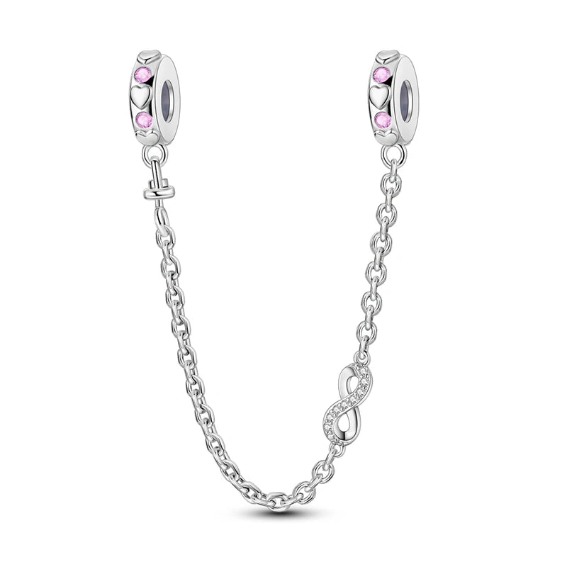 Romantische Schleifenperlen aus 925er-Sterlingsilber und herzförmiger, unendlicher baumelnder Charm, passend für Armbänder, schöne Schmuck-Accessoires, Geschenke