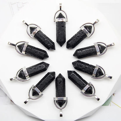 24 stücke Natürliche Stein Achate Quarz Kristall Anhänger Für Halskette Charme Fluorit Sechseckigen Anhänger DIY Schmuck Machen Zubehör