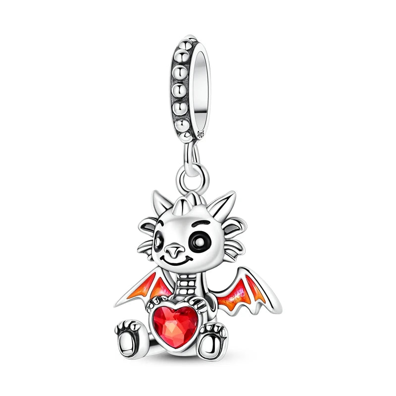 Exquisite Charm-Anhänger aus 925er-Sterlingsilber mit weißen Tigerperlen und Kaninchen-Barista-Anhänger, passend für Armbänder, niedliche Schmuck-Accessoires, Geschenke
