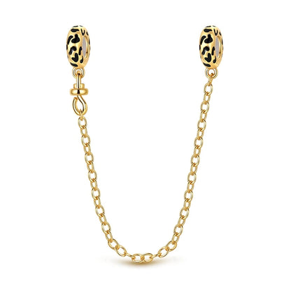 Goldfarbene Charms aus 925er Sterlingsilber, original goldene Sicherheitskette, runder Abstandshalter-Clip-Charm, DIY-Schmuck für Damen, Armband, Geschenk