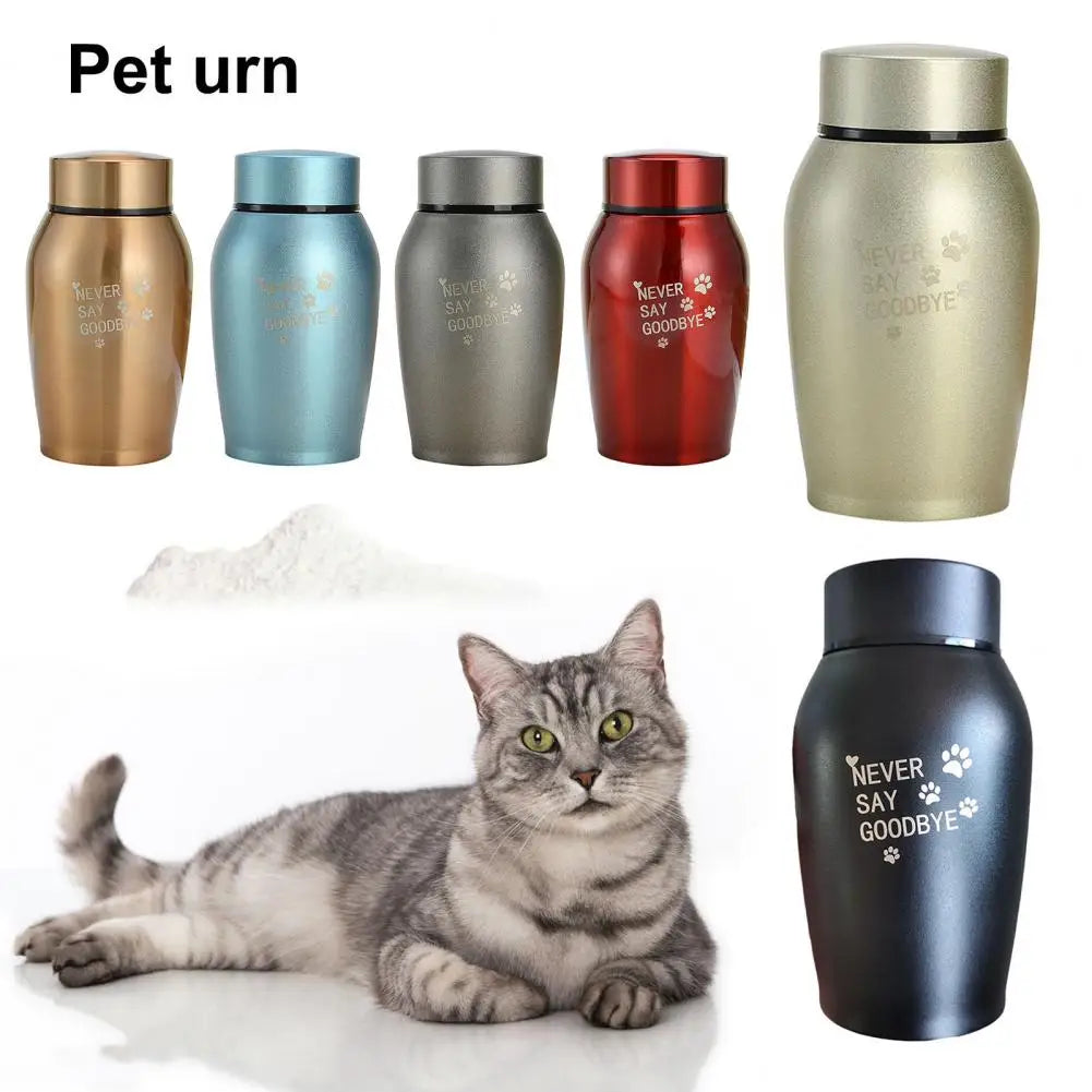 Haustier-Urne, Haustier-Pfotenabdruck, Edelstahl-Urne für Hunde, Katzen, Andenken, Ascheurne, Never Say Goodbye, Haustier-Pfotenabdruck, klein