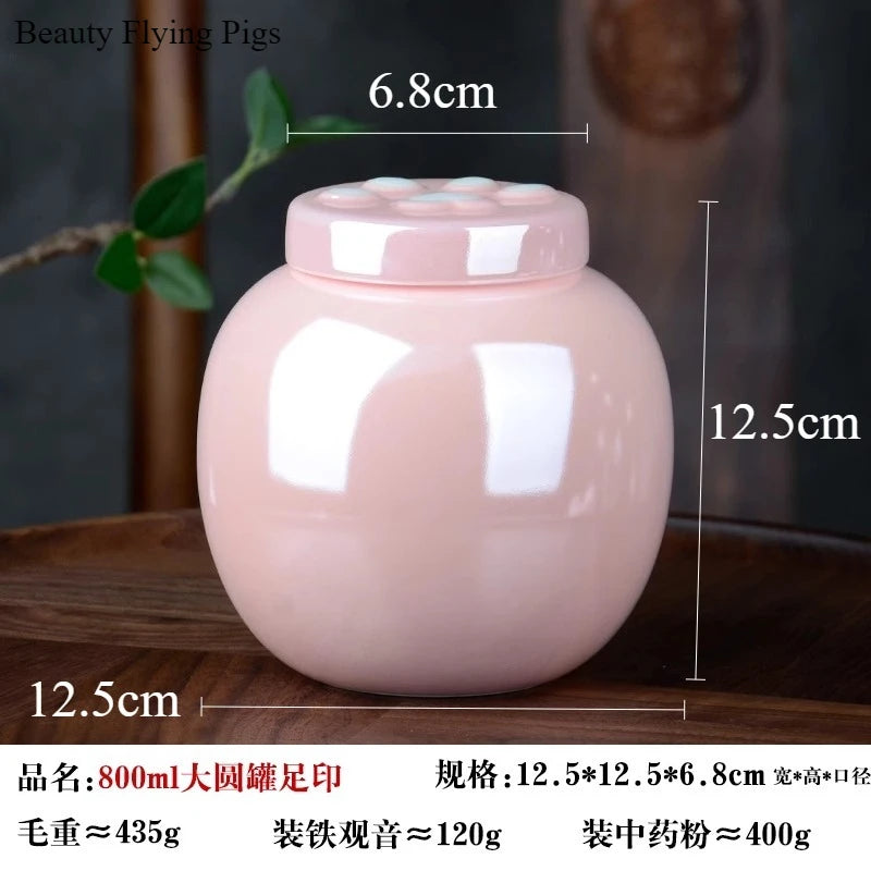 1 Piece Pink Ceramic Urn with Claw Print for Ashes, Small Cat and Dog Ceramic Ash Storage Jar, Pink Pet Hair Jar, Pet Funeral Supplies