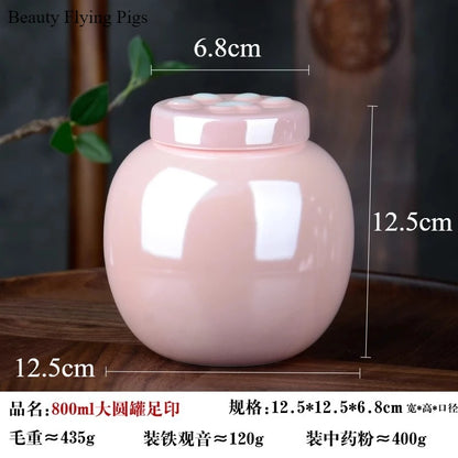 1 Piece Pink Ceramic Urn with Claw Print for Ashes, Small Cat and Dog Ceramic Ash Storage Jar, Pink Pet Hair Jar, Pet Funeral Supplies