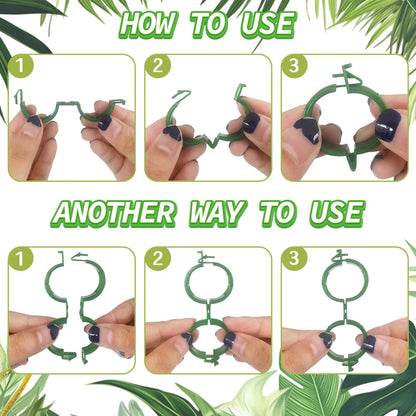 100/300 Stück Pflanzenstützclips, Kunststoff-Gartenranken-Befestigungsclips für Kletterpflanzen, Tomaten, Weinreben, Pflanzenstielhalter