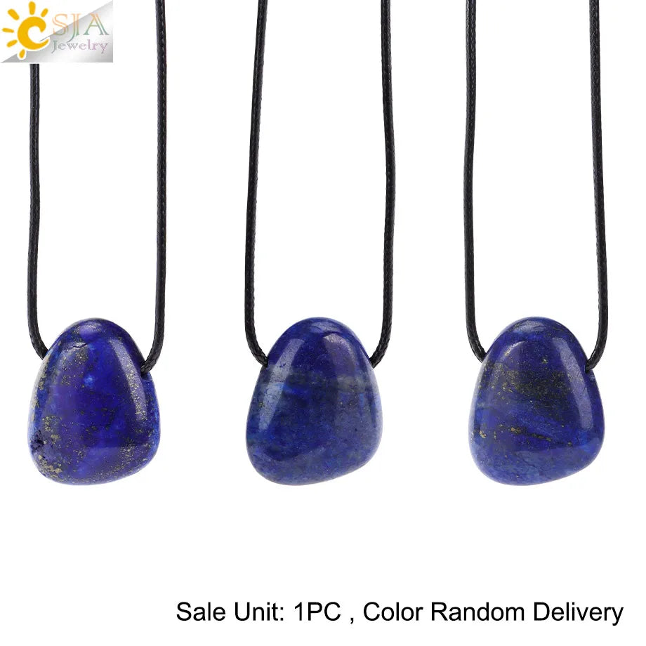 CSJA Naturstein Nugget Anhänger Halskette für Mann Heilung Kristall Amethysten Tigerauge Rhodonit Rosenquarz Charms Schmuck H551