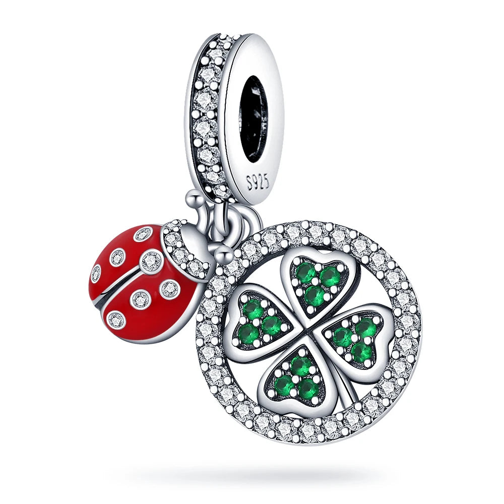Anhänger aus 925er-Sterlingsilber, grüne Serie, Blumenbaum, Apfel-Anhänger, DIY, feine Perlen, passend für Original-Charms-Armbänder, Damenschmuck, Diy