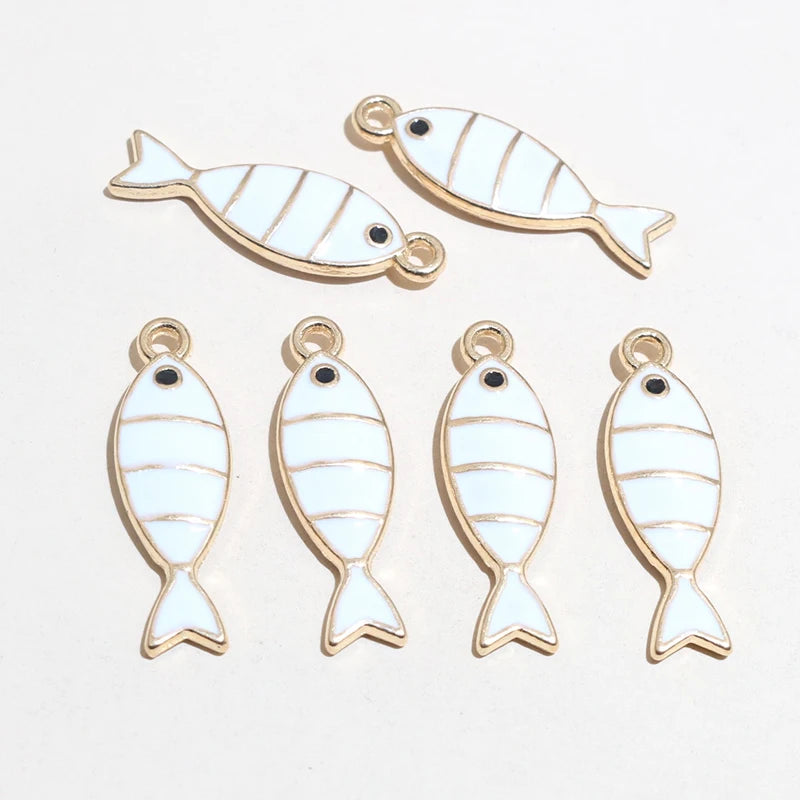 20 Stück 23x7mm Emaille Fisch Charms Anhänger DIY Schmuck Making Zubehör Erkenntnisse für Ohrringe Halskette Armbänder